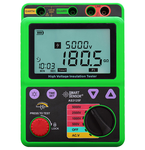 ?，?AS3125F數(shù)字兆歐表 高壓絕緣電阻表 5000V電子搖表測試儀